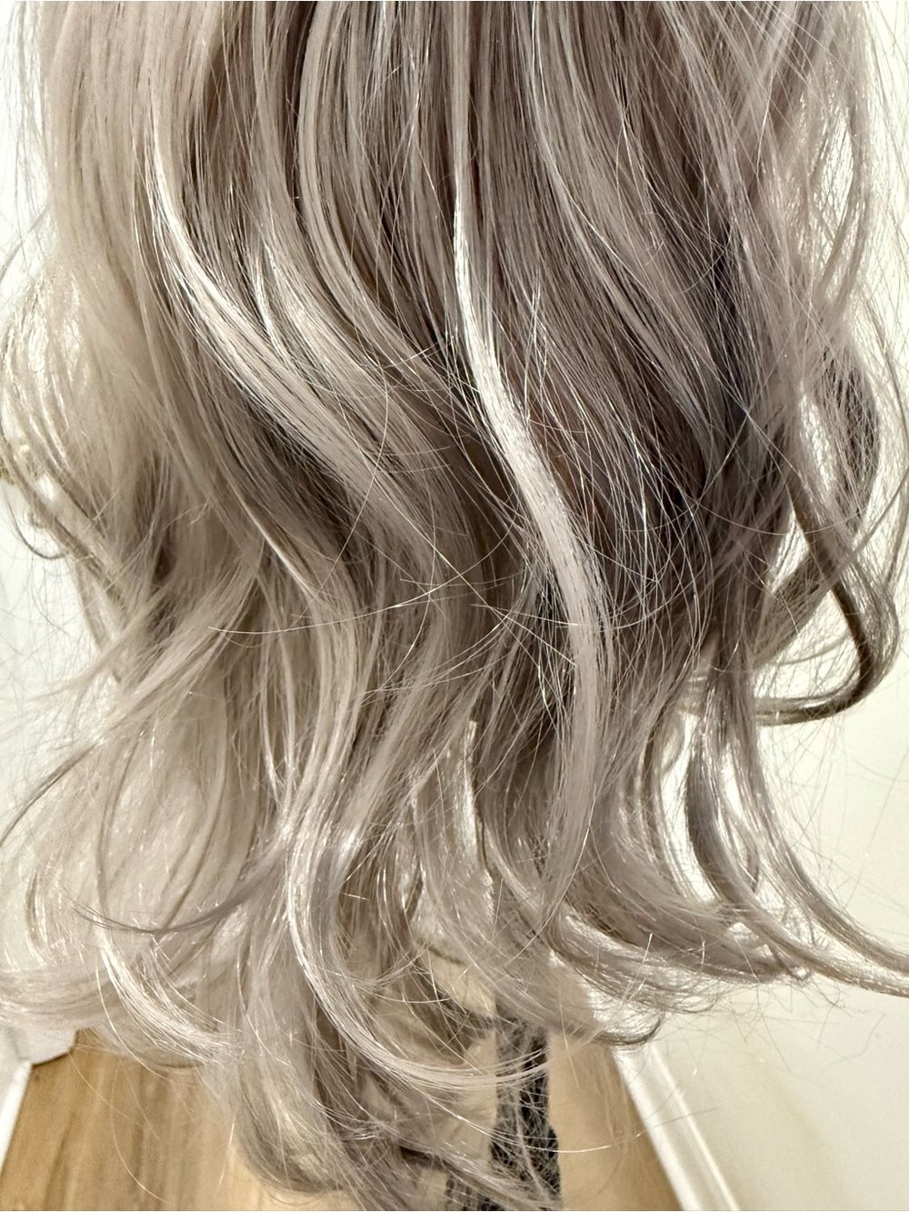HAIR, 28” Wavy/Straight, Center Part, long Layers Dark Silver/Gray